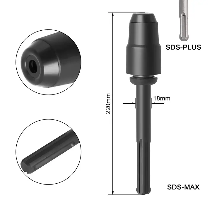 Adaptateur SDS Max vers SDS Plus pour perceuse à percussion rotative