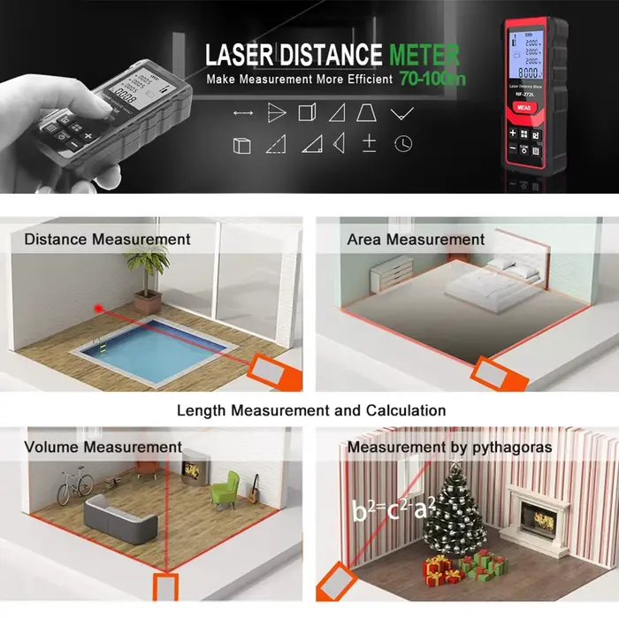 NoynotifNF-271 Distancemètre Laser 40M 80M Télémètre Bande Télémètre Dispositif De Mesure Règle Numé