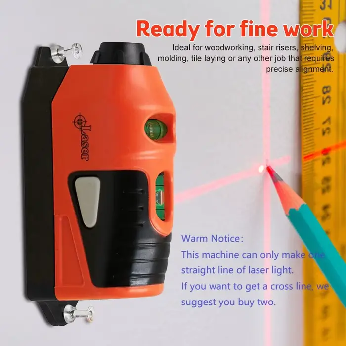 Mini niveau laser portable, projection de ligne laser horizontale verticale, Outils de mesure, Nivea