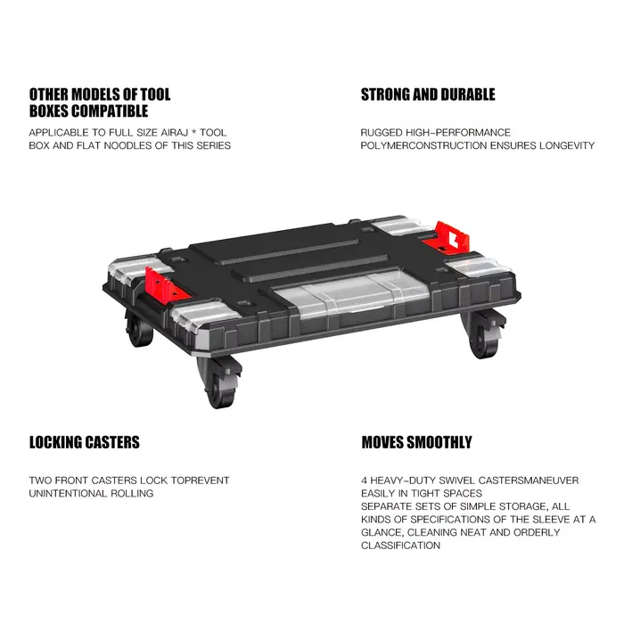 DELIXI ELECTRIC Boîte à outils roulante empilable à 5 niveaux avec roues Boîte de rangement d'outils