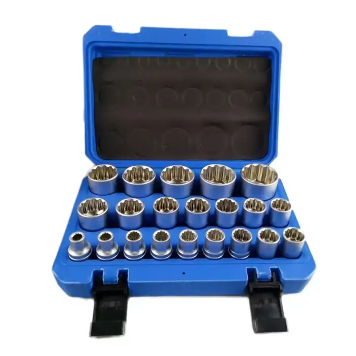 Jeu de clés à douille à 12 points 8-32mm avec boîte de rangement, douille de verrouillage Torx Hex T
