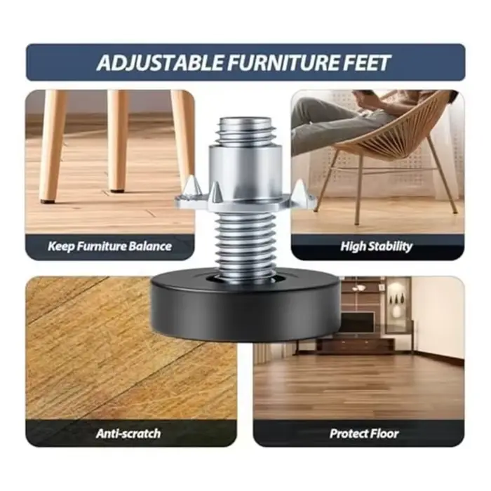 8PCS Gifts Adjustable Furniture Leveling Feet Furniture Levelers Hardware Tools Leg Levelers Table F