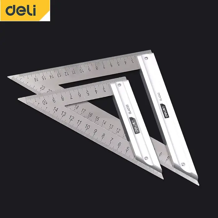 DELI – règle d'angle à 90 degrés en acier inoxydable, règle en forme de L, outil de mesure Double fa
