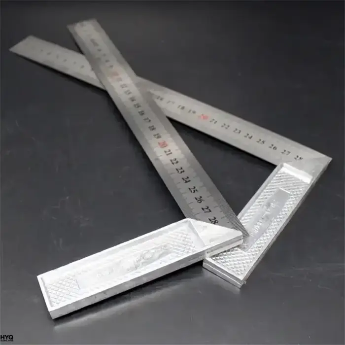 Règle d'angle droite en aluminium de 250/300 mm avec poignée en acier inoxydable et échelle de mesure