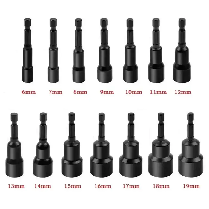 Tournevis à écrou magnétique à douille d'impact 6-19mm, adaptateur de douille profonde, têtes de clé