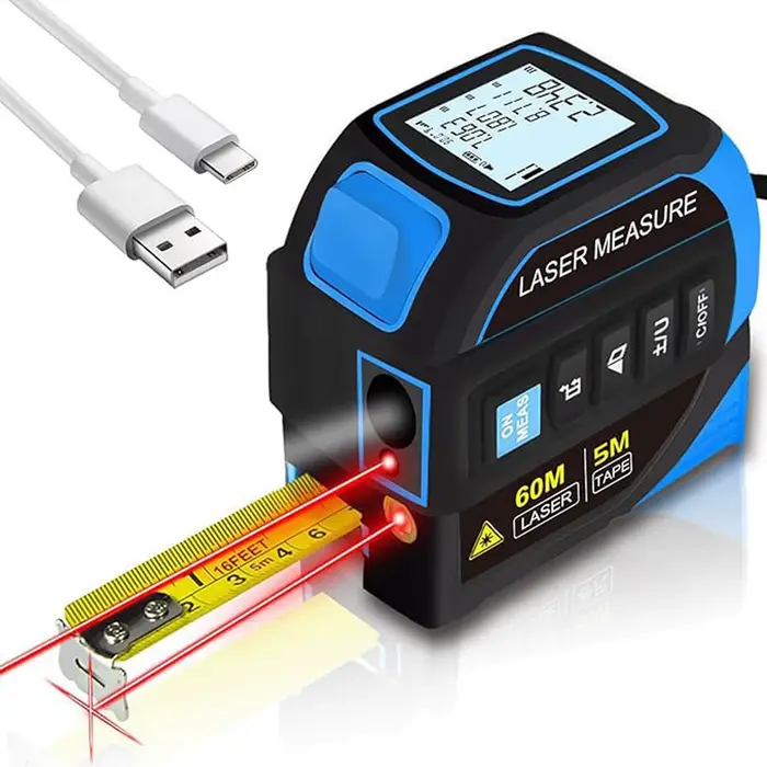 Règle à ruban Laser 4 en 1, télémètre Laser 40/60/80/100m, Distance Laser infrarouge 5M, Instrument 