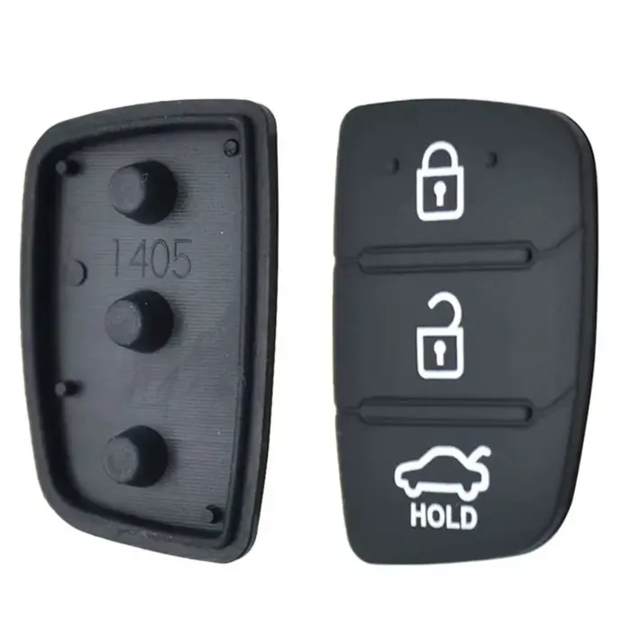 Coque de clé de réparation de voiture en caoutchouc de remplacement, tampon à 3 boutons, pour Hyunda