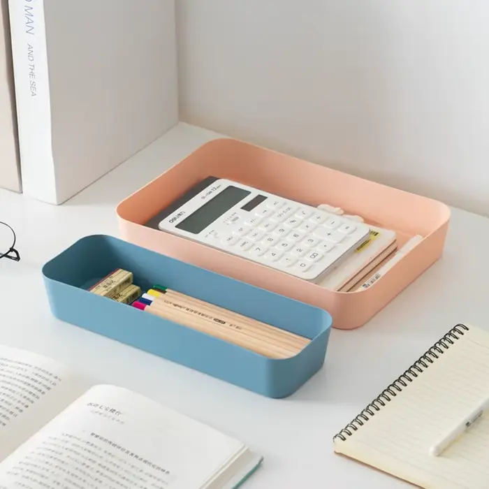 Boîte de rangement de bureau en plastique grande capacité
