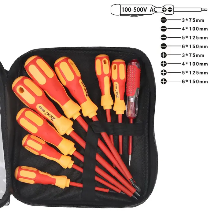 Jeu de tournevis magnétiques – Embouts Phillips et à fente isolés, outils manuels multifonctionnels 