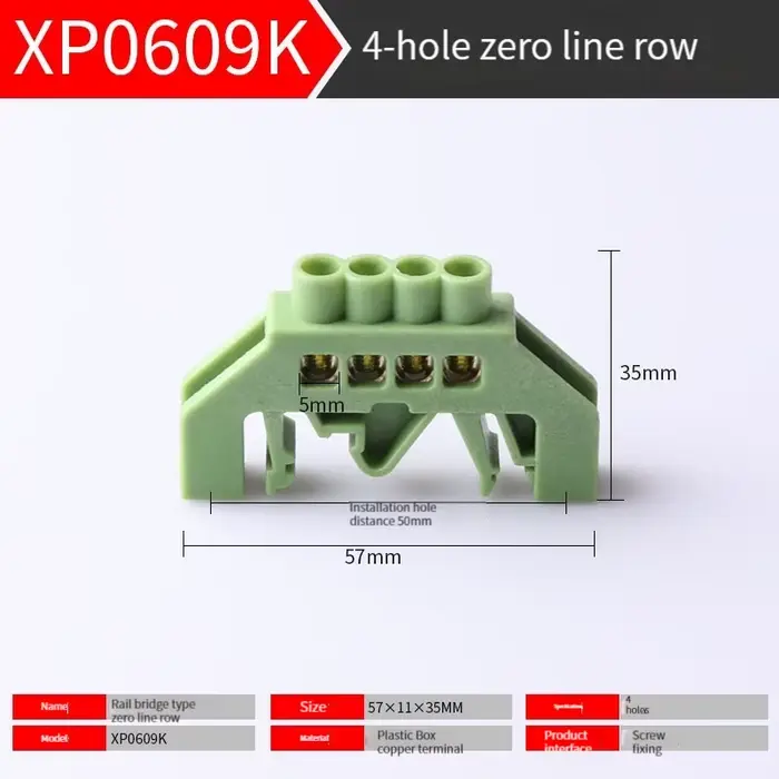 Type de pont rail de guidage type barre omnibus ligne zéro bornier ignifuge vert 6*9 boîte de distri