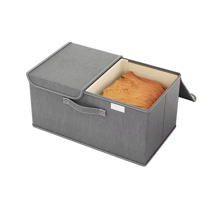 Conteneur de rangement de placard pliable, couvercle anti-poussière, poignées renforcées, boîte de r
