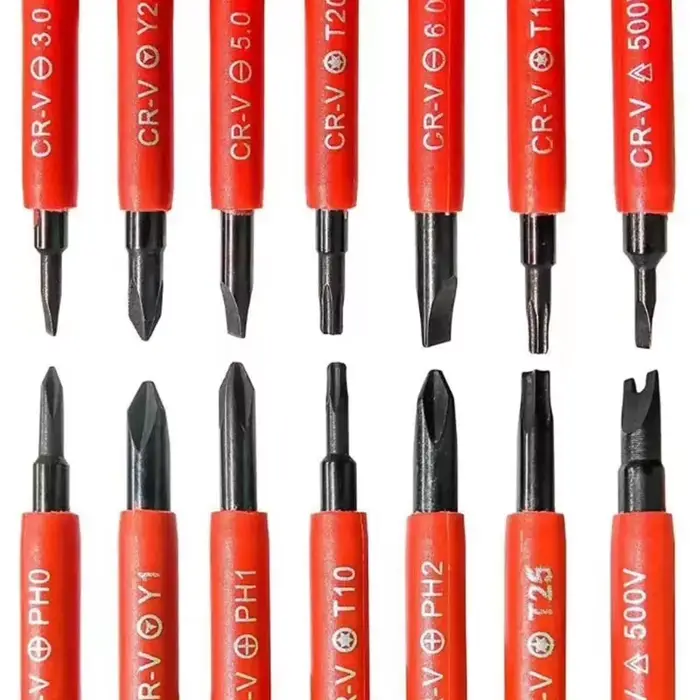 Jeu de tournevis isolés pour électriciens 13 pièces 1000V - Embouts magnétiques interchangeables : Plats