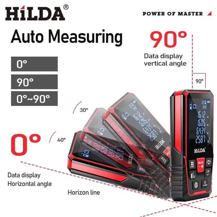 HILDA Laser Distance 50M/100M/120M Télémètre Profesional Mètre
