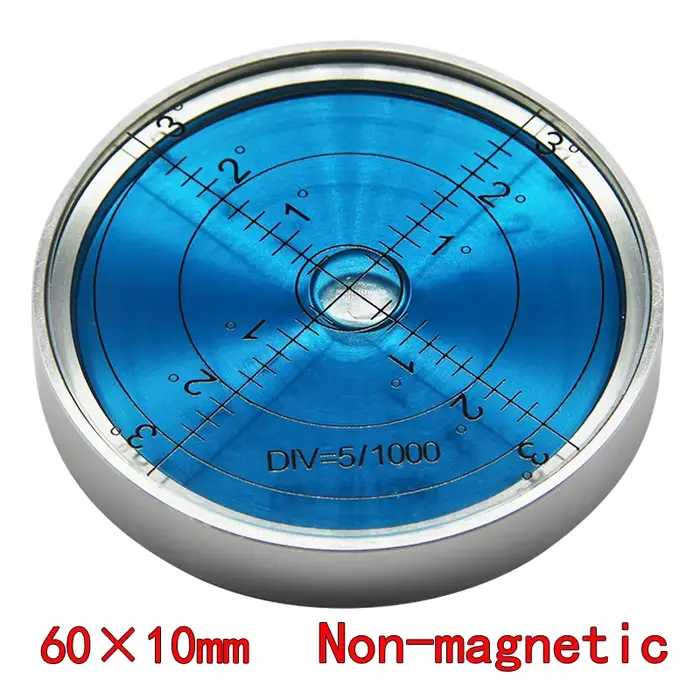 Niveau magnétique compact, bulle horizontale, haute précision, rond, métal, 60x10mm