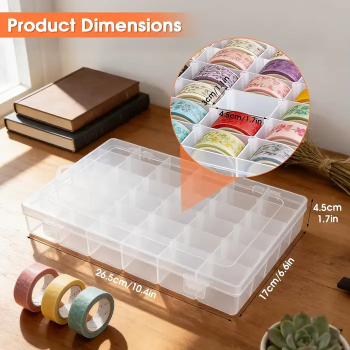 Boîte de rangement en plastique transparent à 36 compartiments avec séparateurs amovibles – un organisateur portable conçu pour répondre aux besoins précis.