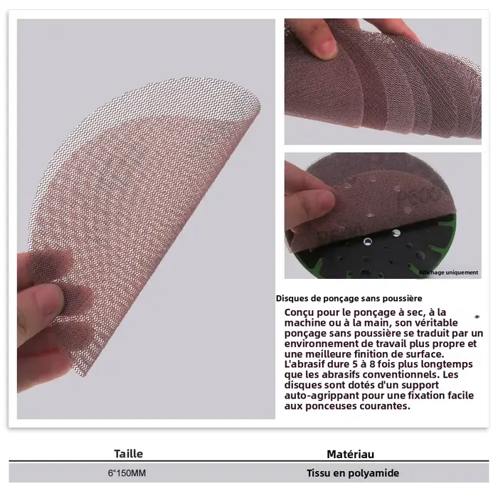 Disques de ponçage en filet Anti-poussière