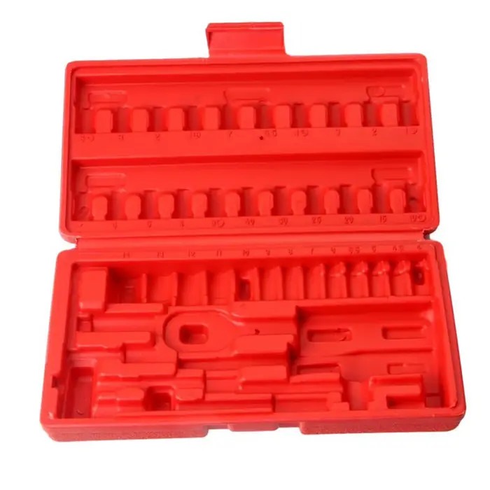 AfricBox-Ensemble d'outils de réparation de manchon à cliquet, couleur rouge, capacité de 46 pièces,