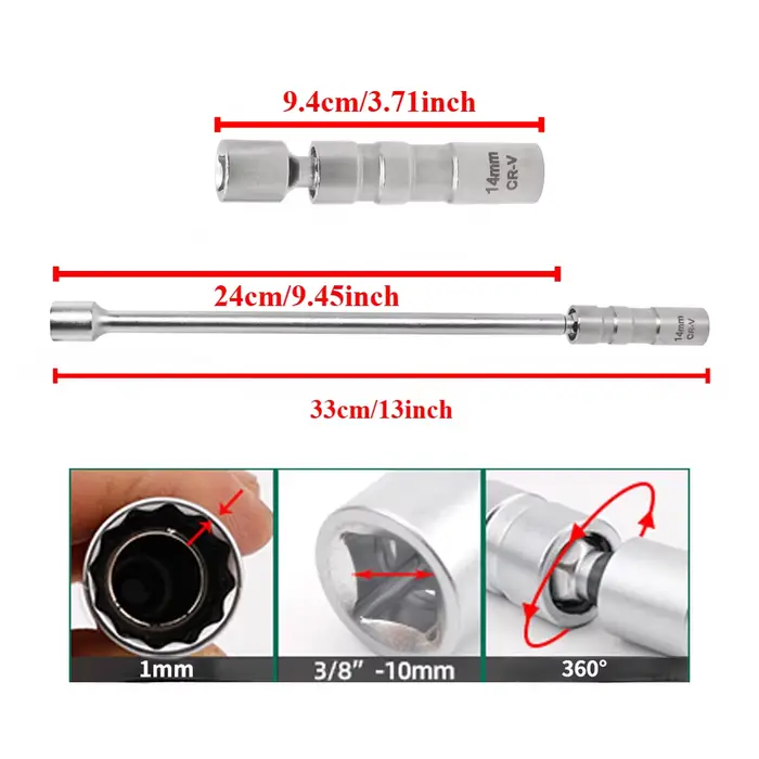 Outil de retrait de bougie d'allumage 14mm 16mm