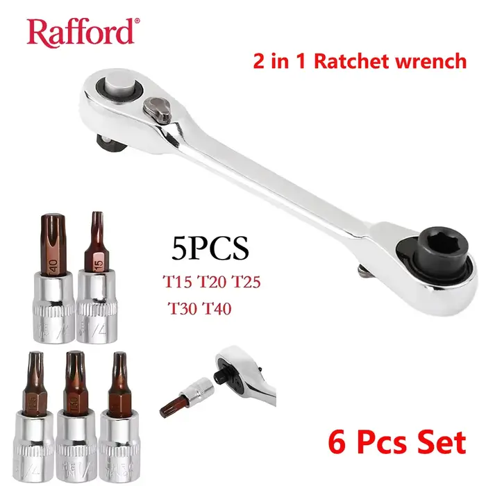Rafford Mini aigus 1/4 clé à cliquet Double extrémité clé