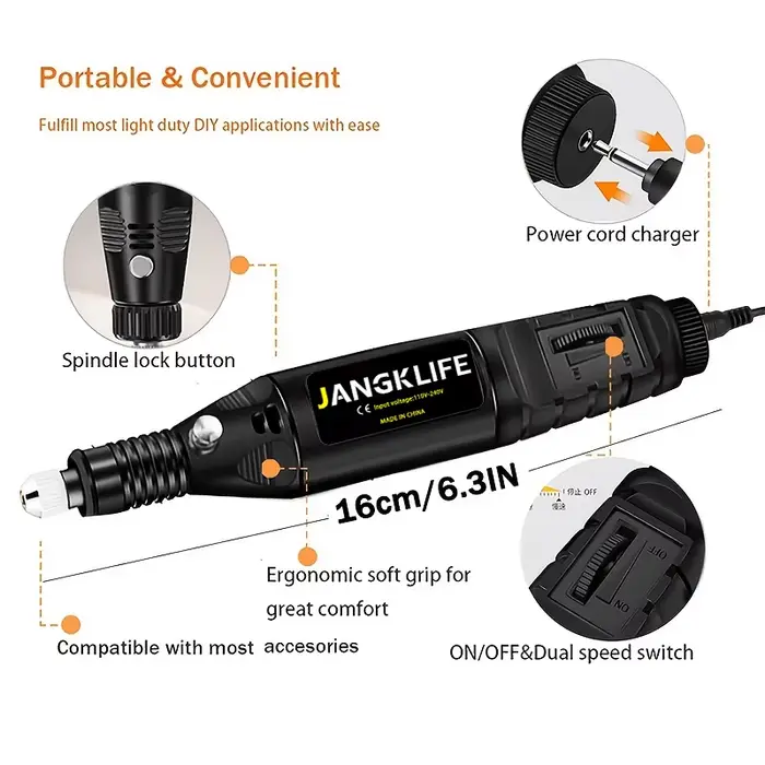 JANGKLIFE 9V Mini perceuse électrique stylo de sculpture perceuse à vitesse Variable outils rotatifs