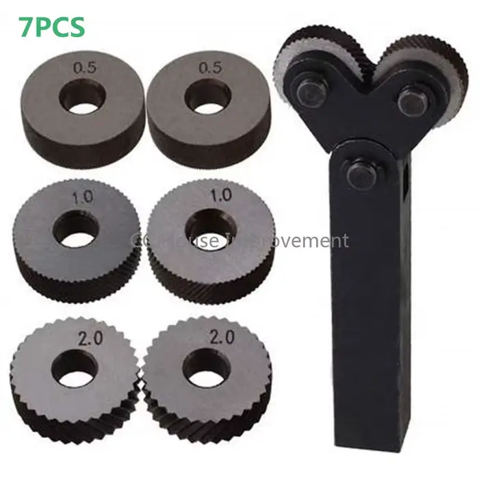 Kit d'outils de moletage à double roue, 7 pièces, 0.5mm 1mm 2mm, jeu de moletage à pas linéaire, ens
