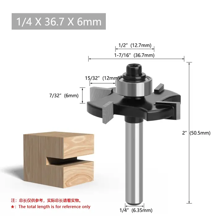 LAVIE 1/4 6mm 6.35mm tige quatre lames t-slot fente Cutter joint rainurage routeur peu hauteur fraise travail du bois