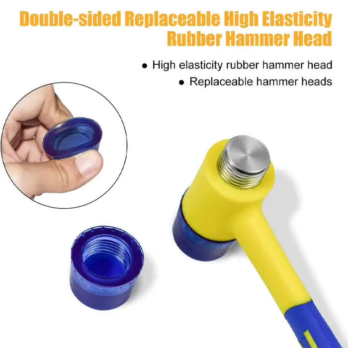 Marteau de pose double face en caoutchouc 25-45 mm avec tête détachable pour carrelage
