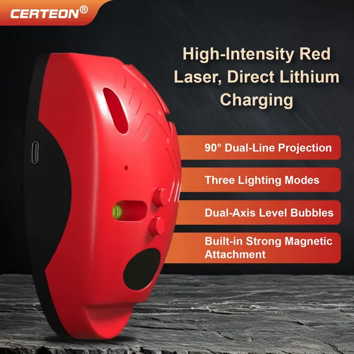 Niveau Laser Angle Droit 90° Haute Précision Infrarouge Électronique Mini Format Portable Ligne Fine Lumineuse pour Carrelage Travaux de Construction