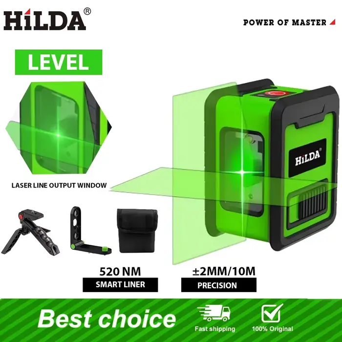 HILDA niveau Laser mètre 2 lignes croix niveau vert Laser niveau Laser à niveau horizontal et vertic