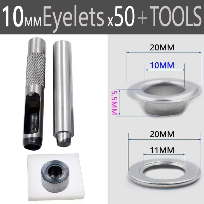 Œillets en aluminium avec outils d'installation et rondelles pour tentes, rideaux, bâches de camion 