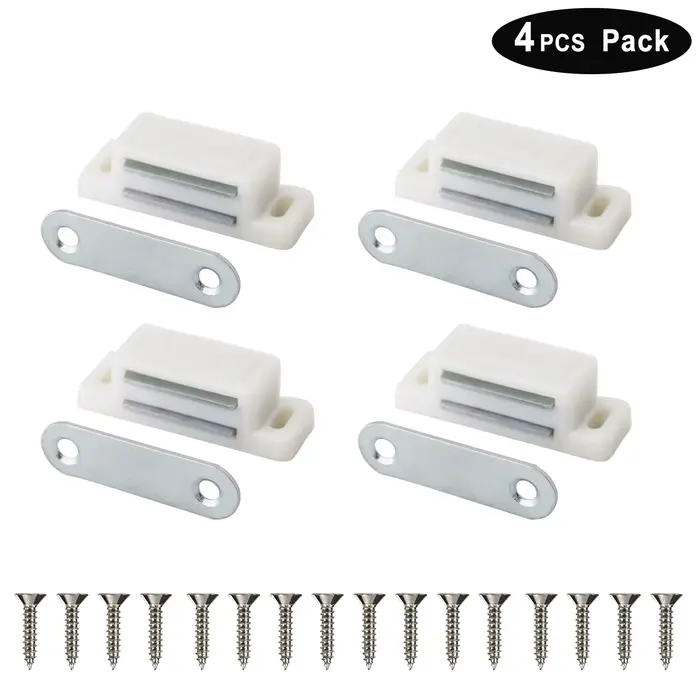 Loquet magnétique pour porte d'armoire de cuisine, fermeture puissante en plastique blanc avec aiman