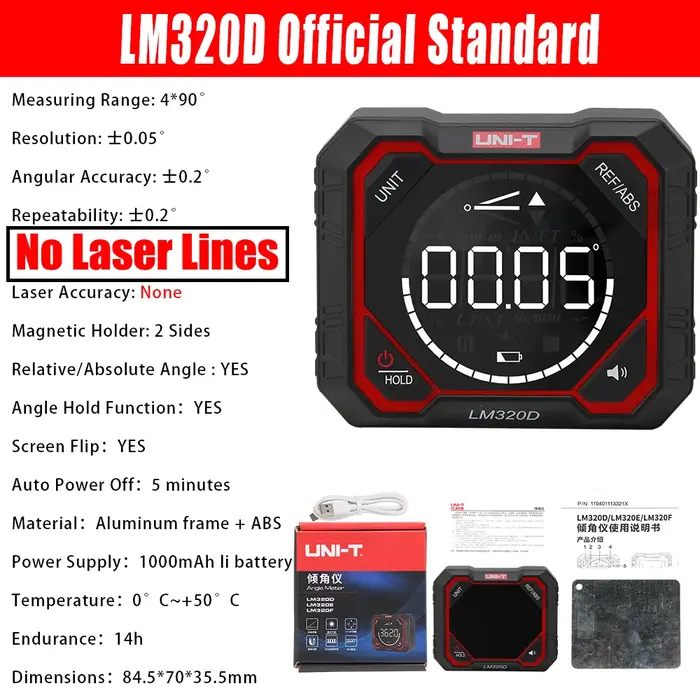 Inclinomètre Laser numérique UNI-T LM320D LM320E LM320F