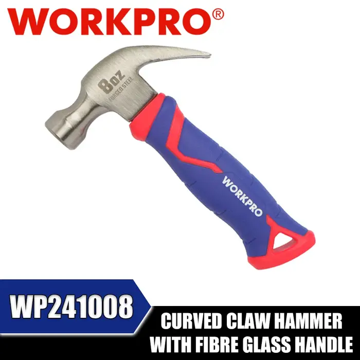 Marteau à griffes courbées WORKPRO WP241008 avec manche en fibre de verre
