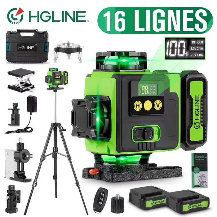 HGLINE 16 lignes niveau Laser APP télécommande niveaux horizontaux verticaux affichage de puissance de la Machine