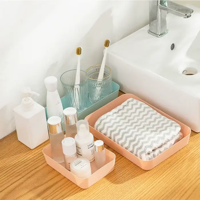 Boîte de rangement de bureau en plastique empilable grande capacité