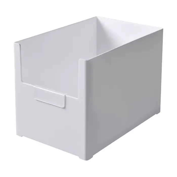 Boîte de rangement en plastique à ouverture frontale