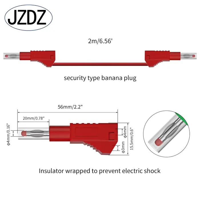 JZDZ 200CM 5 pièces sécurité rétractable 4MM fiche banane multimètre fils de Test câble ligne fil ou
