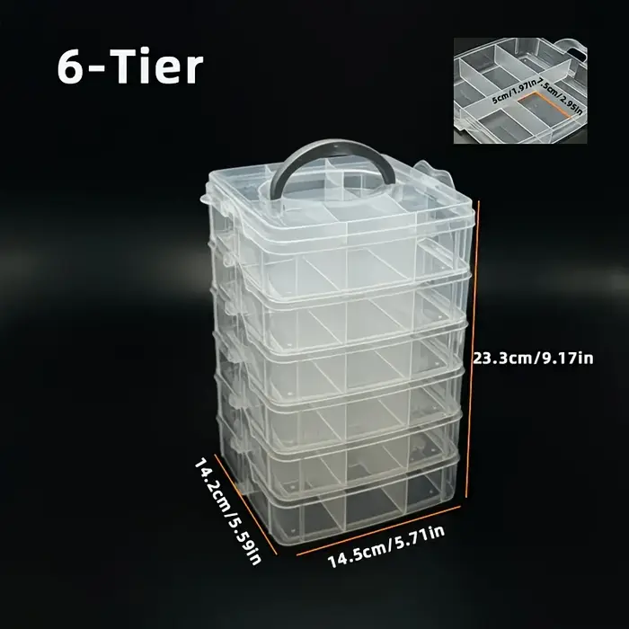 Boîte de rangement transparente à 6 couches/ensembles, boîte de rangement multifonctionnelle pour vis, quincaillerie et accessoires de classification domestiques