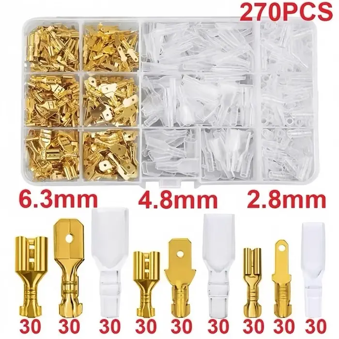 270 pièces/boîte – Kit combiné de connecteurs à sertir isolés et scellés transparents pour fils