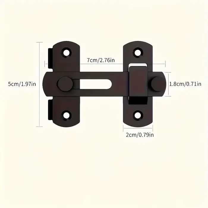 Serrure de grange en acier inoxydable 1 pièce - 180 ° Loquet rabattable pour garage/salle de bain. 2 clés antivol
