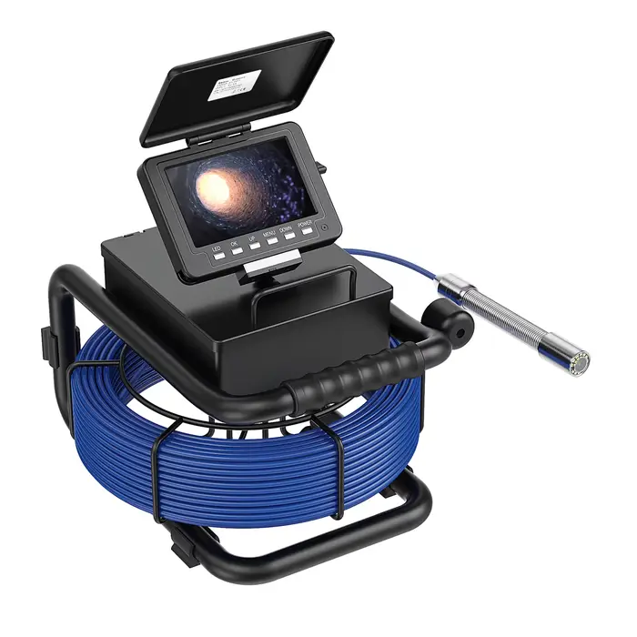 Caméra d'inspection de tuyaux 5 pouces + transmetteur 512HZ à nivellement automatique + enregistrement Audio +