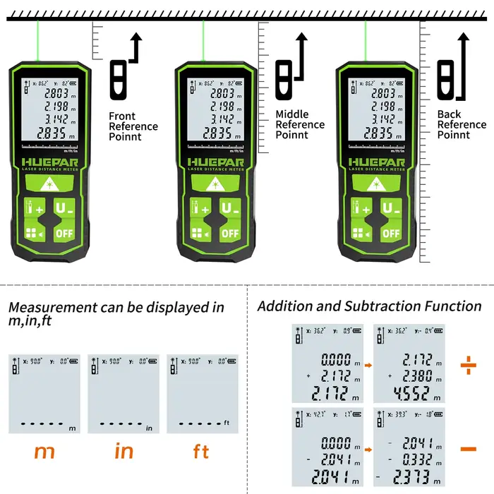 Huepar numérique vert Laser télémètre 60M 100M 120M