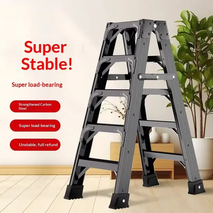 Escabeau pliant robuste à 3 marches en aluminium, escabeau portable pour la maison et la cuisine, stable, antidérapant, renforcé