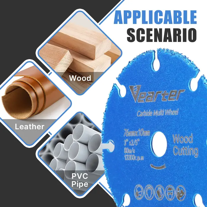 Vearter 76mm × 10mm lame de scie circulaire en carbure brasé sous vide disque de coupe du bois roue