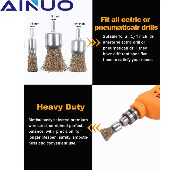 Roues en fil d'acier plaqué cuivre 10/16/25mm, brosses, perceuse, outils rotatifs, graveur, meuleuse