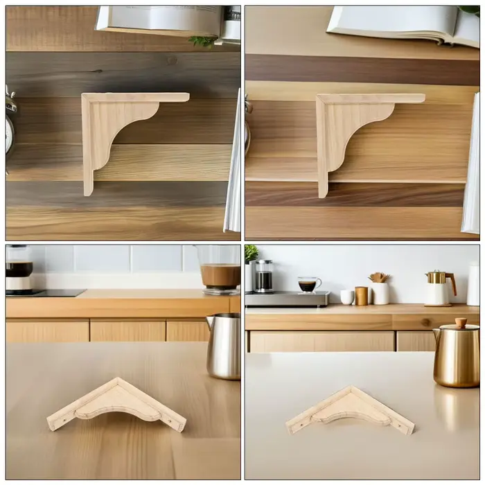 Supports d'étagères triangulaires en bois naturel