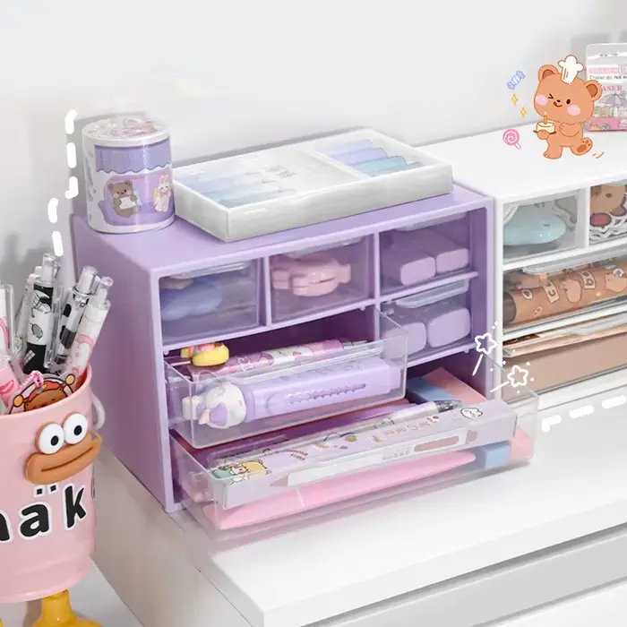 Boîte de rangement de bureau multicouche grande capacité