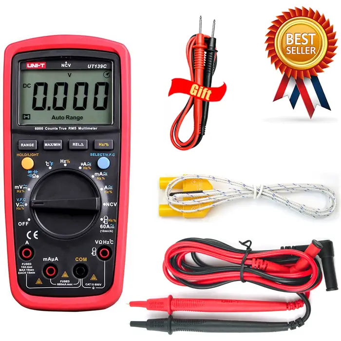 Multimètre numérique UNI-T UT139C, plage automatique, True RMS, testeur de condensateur, voltmètre p