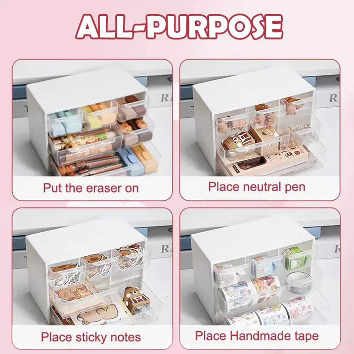 Boîte de rangement de bureau multicouche grande capacité