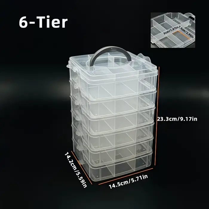 Boîte de rangement transparente à 6 couches/ensembles, boîte de rangement multifonctionnelle pour vi